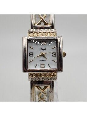 Vivani Quartz Watch Womens 25mm Two-Tone Cuff Band New Battery